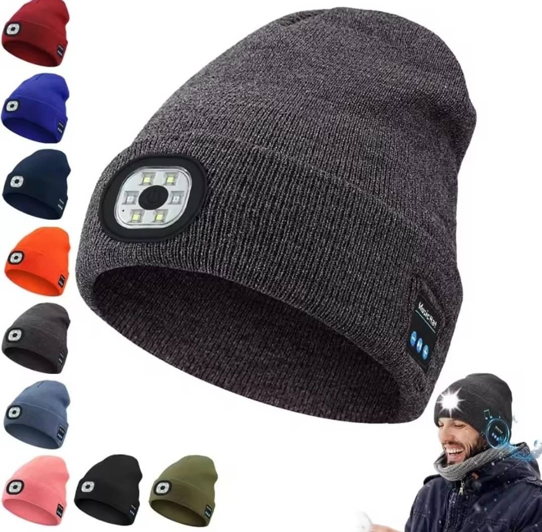 Bonnet Bluetooth 3 en 1 – Lumière LED + Casque sans FIL unisexe  + Style